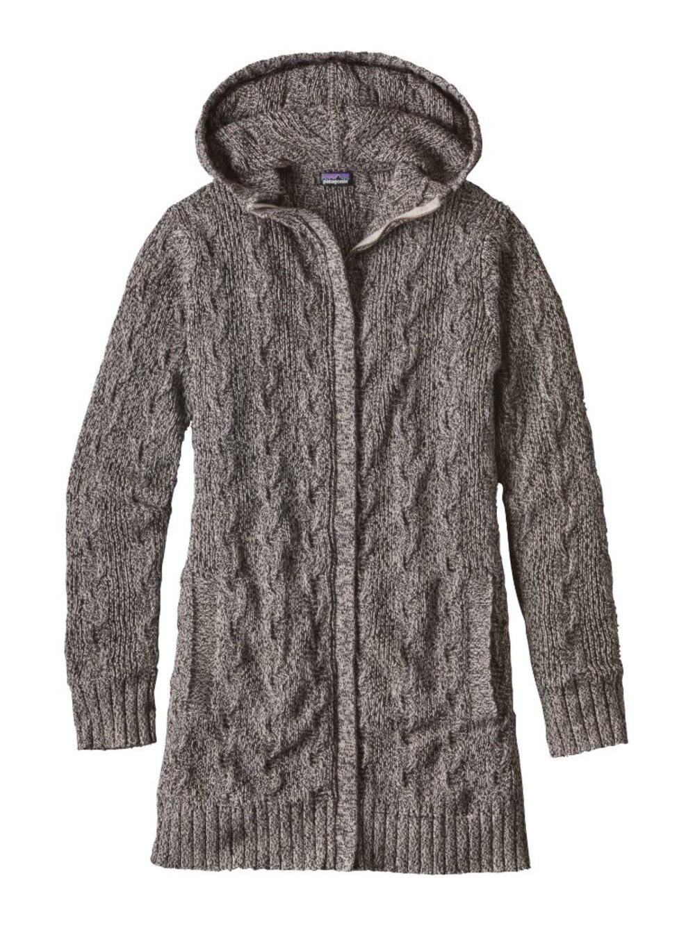 Patagonia 100% Merino Wool Sweater Coat Cable Coat Hood Knit Medium
